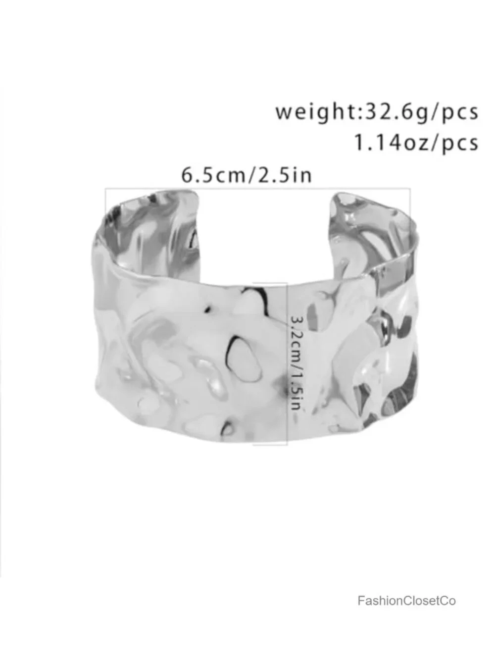 Molten Hammered Liquid Wavy Wide Cuff Bangle Bracelet Adjustable